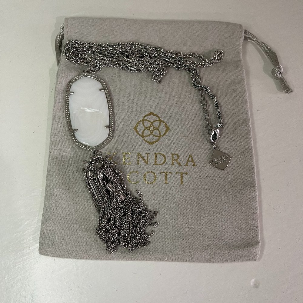Kendra Scott Silver and White Rayne Necklace